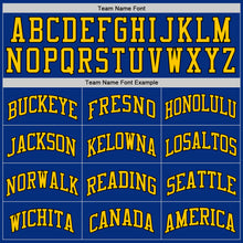 Load image into Gallery viewer, Custom Royal Gold-Black Authentic Throwback Basketball Jersey
