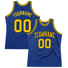 Load image into Gallery viewer, Custom Royal Gold-Black Authentic Throwback Basketball Jersey
