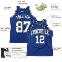 Load image into Gallery viewer, Custom Royal White-Black Authentic Throwback Basketball Jersey

