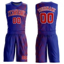 Load image into Gallery viewer, Custom Royal Red-White Round Neck Sublimation Basketball Suit Jersey
