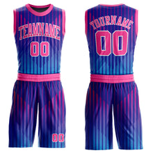 Load image into Gallery viewer, Custom Royal Pink-White Round Neck Sublimation Basketball Suit Jersey
