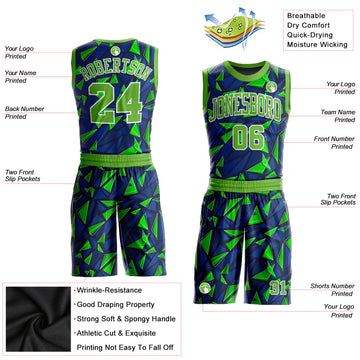 Custom Royal Neon Green-White Round Neck Sublimation Basketball Suit Jersey