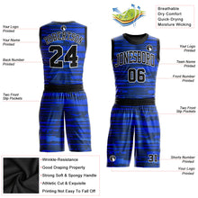 Load image into Gallery viewer, Custom Royal Black-White Round Neck Sublimation Basketball Suit Jersey
