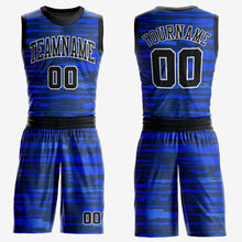 Load image into Gallery viewer, Custom Royal Black-White Round Neck Sublimation Basketball Suit Jersey
