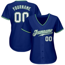 Load image into Gallery viewer, Custom Royal White Kelly Green-Gray Authentic Baseball Jersey
