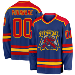 Custom Royal Red-Gold Hockey Jersey