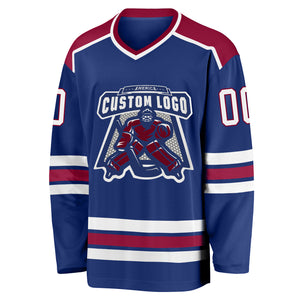 Custom Royal White-Maroon Hockey Jersey