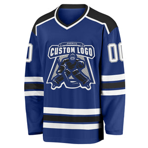 Custom Royal White-Black Hockey Jersey