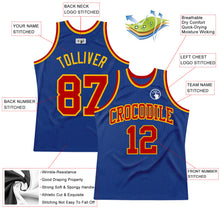Load image into Gallery viewer, Custom Royal Red-Gold Authentic Throwback Basketball Jersey
