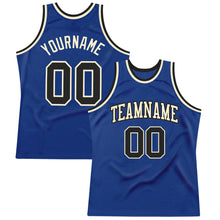 Load image into Gallery viewer, Custom Royal Black-Cream Authentic Throwback Basketball Jersey
