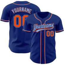 Load image into Gallery viewer, Custom Royal Orange-Light Blue Authentic Baseball Jersey
