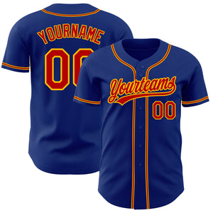 Custom Royal Red-Gold Authentic Baseball Jersey