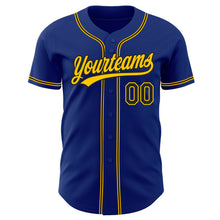 Load image into Gallery viewer, Custom Royal Black-Gold Authentic Baseball Jersey
