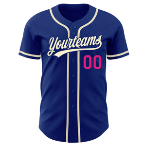 Custom Royal Cream-Hot Pink Authentic Baseball Jersey