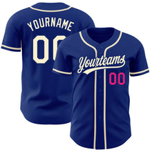 Load image into Gallery viewer, Custom Royal Cream-Hot Pink Authentic Baseball Jersey
