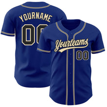 Load image into Gallery viewer, Custom Royal Black-City Cream Authentic Baseball Jersey
