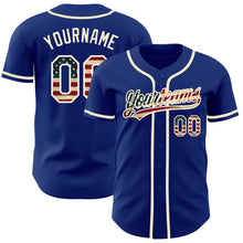 Load image into Gallery viewer, Custom Royal Vintage USA Flag-Cream Authentic Baseball Jersey
