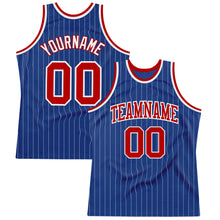 Load image into Gallery viewer, Custom Royal White Pinstripe Red-White Authentic Basketball Jersey

