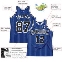 Load image into Gallery viewer, Custom Royal White Pinstripe Black-White Authentic Basketball Jersey
