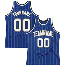 Load image into Gallery viewer, Custom Royal White Pinstripe White Gray-Black Authentic Basketball Jersey
