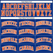 Load image into Gallery viewer, Custom Royal Orange-Gray Authentic Throwback Basketball Jersey
