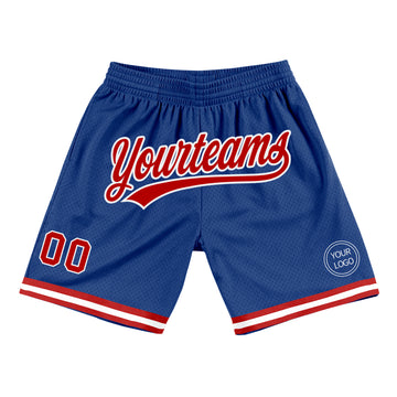 Custom Royal Red-White Authentic Throwback Basketball Shorts