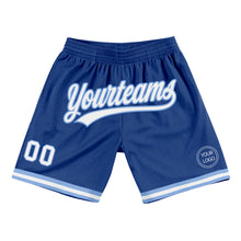 Load image into Gallery viewer, Custom Royal White-Light Blue Authentic Throwback Basketball Shorts
