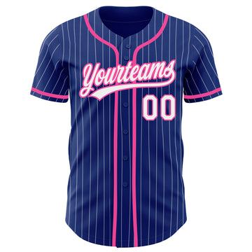 Custom Royal White Pinstripe Pink Authentic Baseball Jersey
