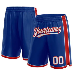 Custom Royal White-Red Authentic Basketball Shorts