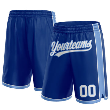 Custom Royal White-Light Blue Authentic Basketball Shorts