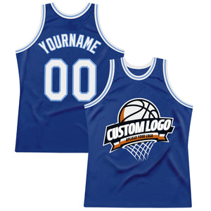 Custom Royal White-Light Blue Authentic Throwback Basketball Jersey