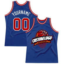 Load image into Gallery viewer, Custom Royal Red-White Authentic Throwback Basketball Jersey
