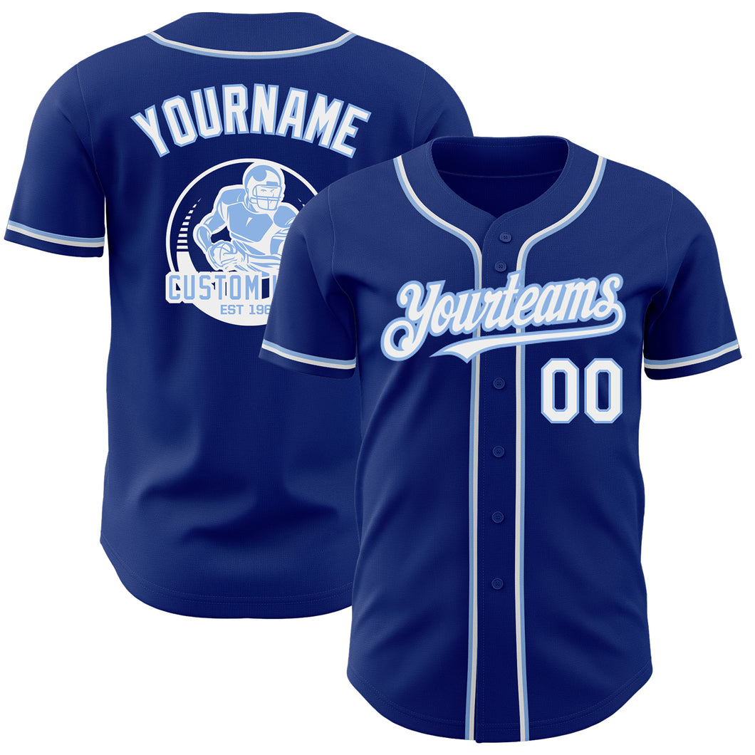 Custom Royal White-Light Blue Authentic Baseball Jersey