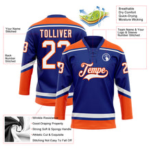 Load image into Gallery viewer, Custom Royal White-Orange Hockey Lace Neck Jersey
