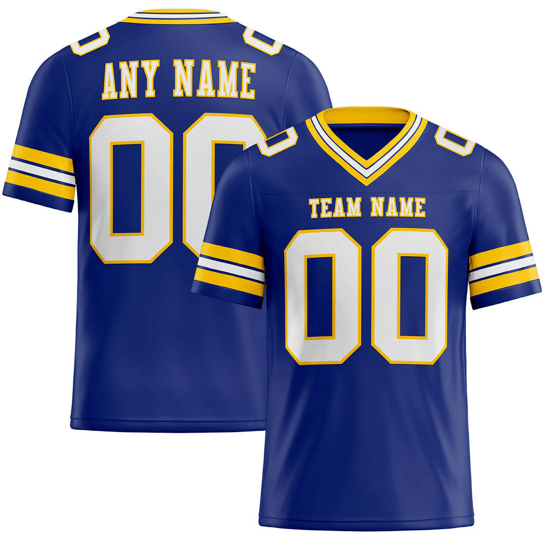 Custom Royal White-Yellow Mesh Authentic Football Jersey