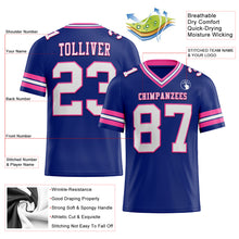 Load image into Gallery viewer, Custom Royal White-Pink Authentic Football Jersey
