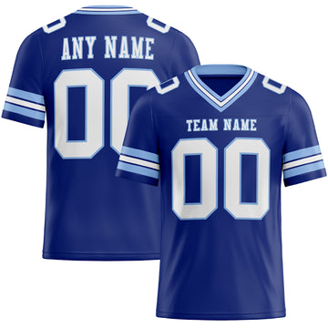 Custom Royal White-Light Blue Mesh Authentic Football Jersey