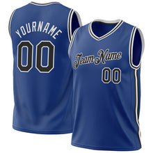 Load image into Gallery viewer, Custom Royal Black-White Authentic Throwback Basketball Jersey
