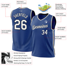 Load image into Gallery viewer, Custom Royal White-Black Authentic Throwback Basketball Jersey
