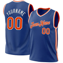 Load image into Gallery viewer, Custom Royal Orange-White Authentic Throwback Basketball Jersey
