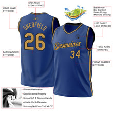 Load image into Gallery viewer, Custom Royal Old Gold-Black Authentic Throwback Basketball Jersey
