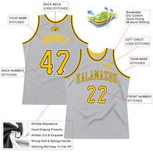 Load image into Gallery viewer, Custom Gray Gold-Black Authentic Throwback Basketball Jersey
