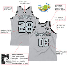 Load image into Gallery viewer, Custom Gray Silver-Black Authentic Throwback Basketball Jersey

