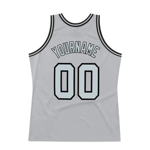 Custom Gray Silver-Black Authentic Throwback Basketball Jersey