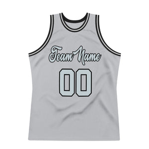 Custom Gray Silver-Black Authentic Throwback Basketball Jersey