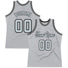 Load image into Gallery viewer, Custom Gray Silver-Black Authentic Throwback Basketball Jersey
