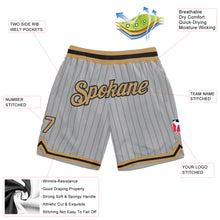 Load image into Gallery viewer, Custom Gray Black Pinstripe Old Gold-Black Authentic Basketball Shorts
