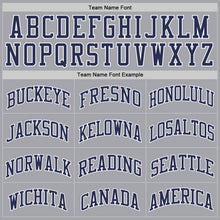 Load image into Gallery viewer, Custom Gray Navy-White Authentic Throwback Basketball Jersey

