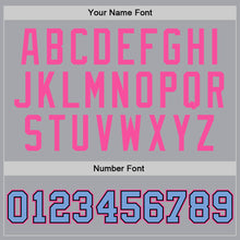Load image into Gallery viewer, Custom Gray Light Blue-Pink Authentic Throwback Basketball Jersey
