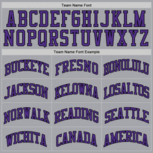 Load image into Gallery viewer, Custom Gray Purple-Black Authentic Throwback Basketball Jersey

